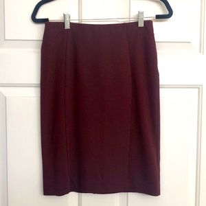 Ann Taylor Factory S Maroon Ponte Stretch Pencil Skirt